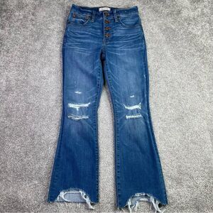 Madewell Cali Demi-Boot Jeans Women's 24 Blue Medium Wash Button Fly Distressed